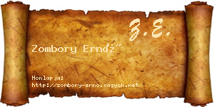 Zombory Ernő névjegykártya